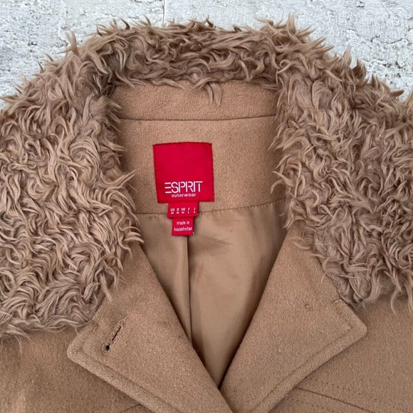 Esprit Penny Lane With Fur Trim Women Jacket Fur Coat Size M - Picture 7 of 12